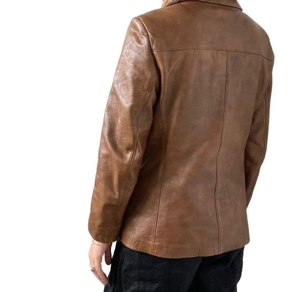Vintage Womens Surrey Classics of Canada Brown Leather Blazer Jacket Sz M - Picture 6 of 8
